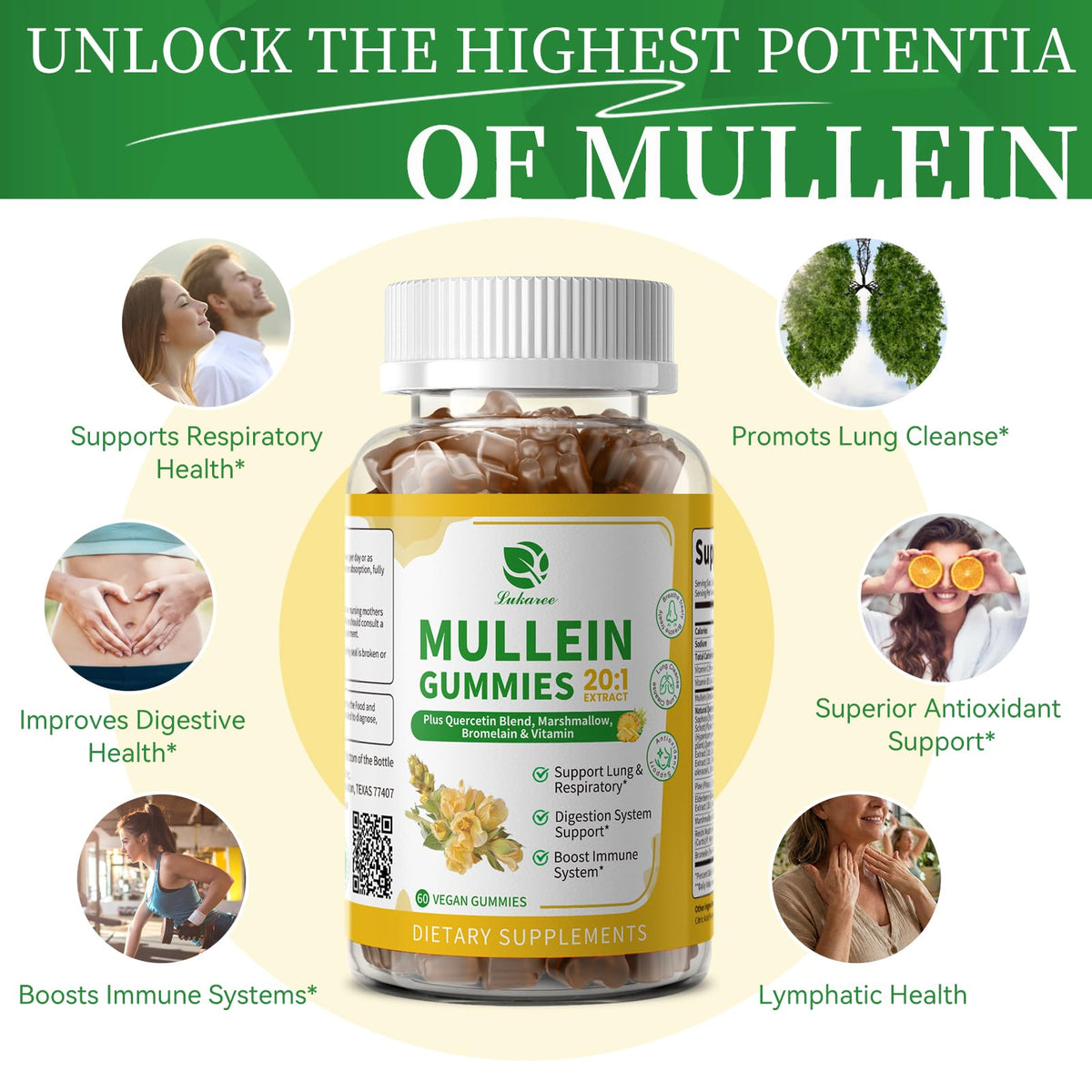 Two pack Lukaree Mullein Gummies supply