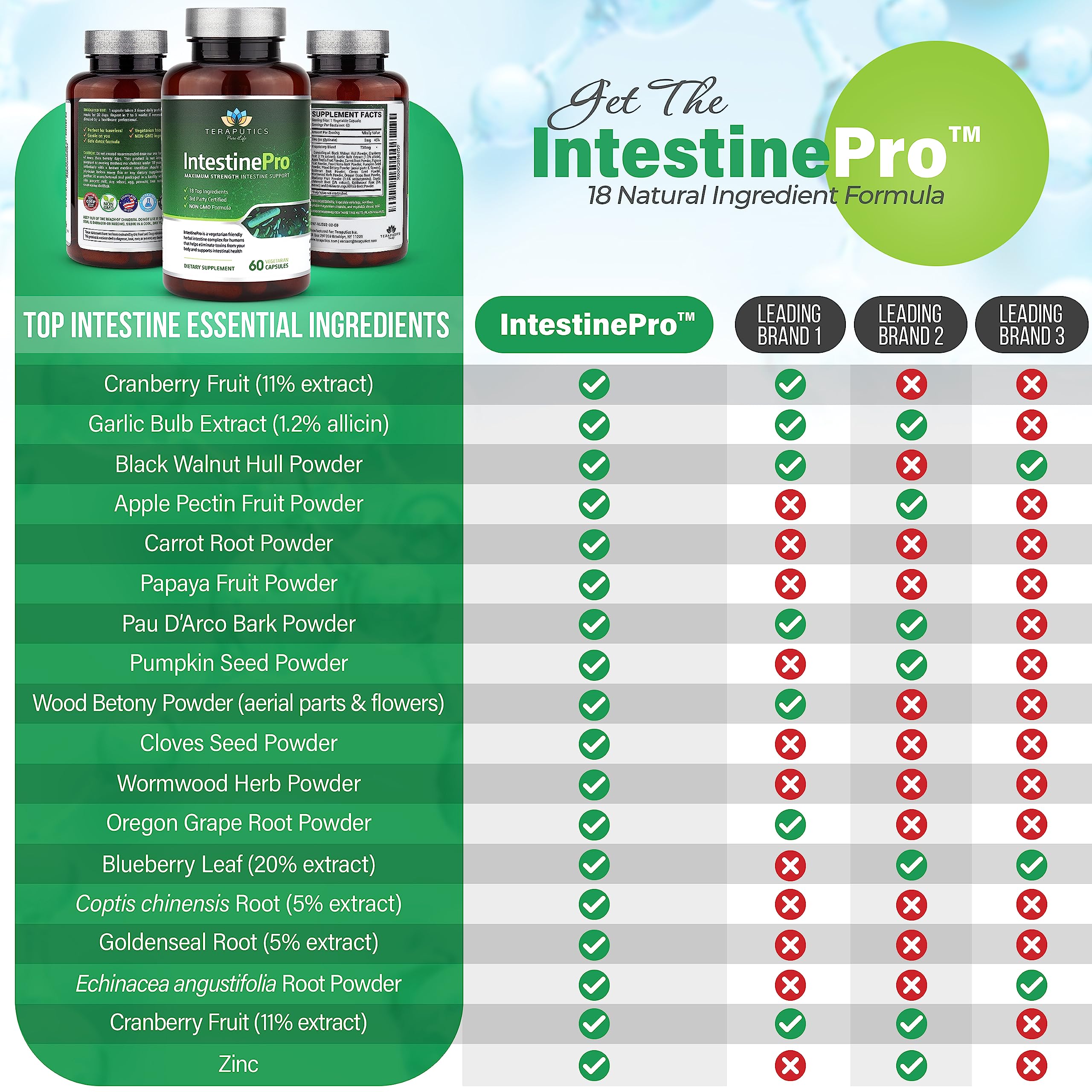 Teraputics IntestinePro 60 vegetarian capsules bottle label