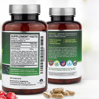 Side view of Teraputics IntestinePro showing herbal ingredients