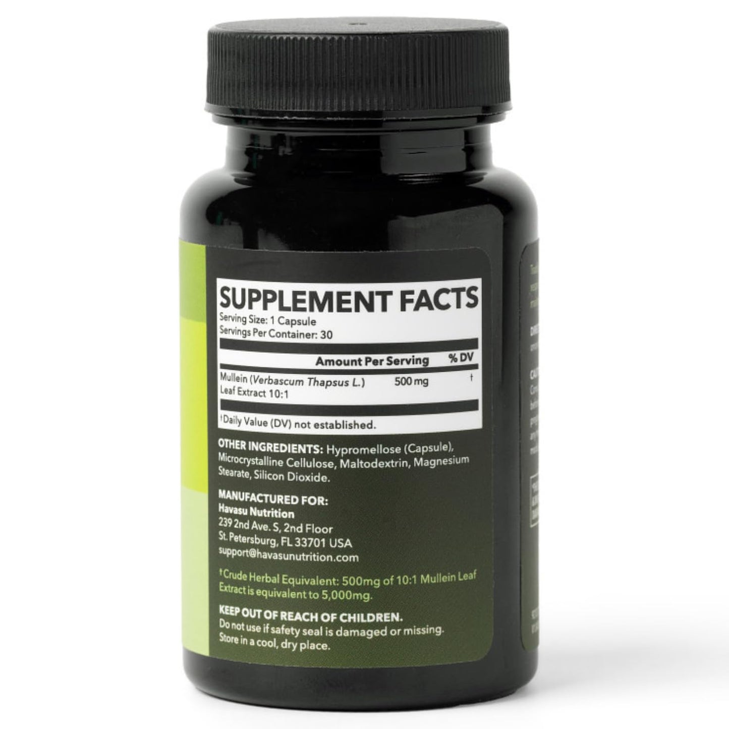 Havasu Nutrition respiratory support supplement label details