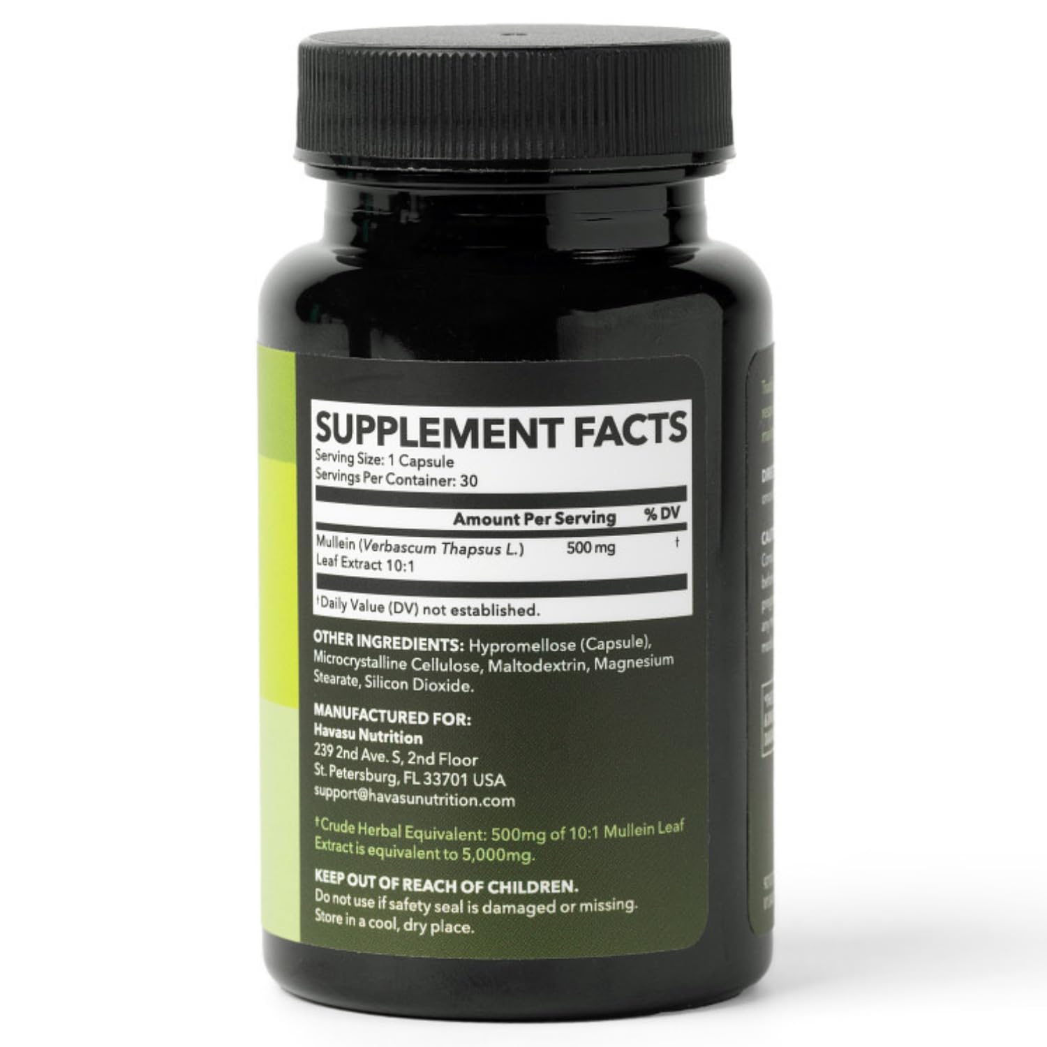 Havasu Nutrition respiratory support supplement label details