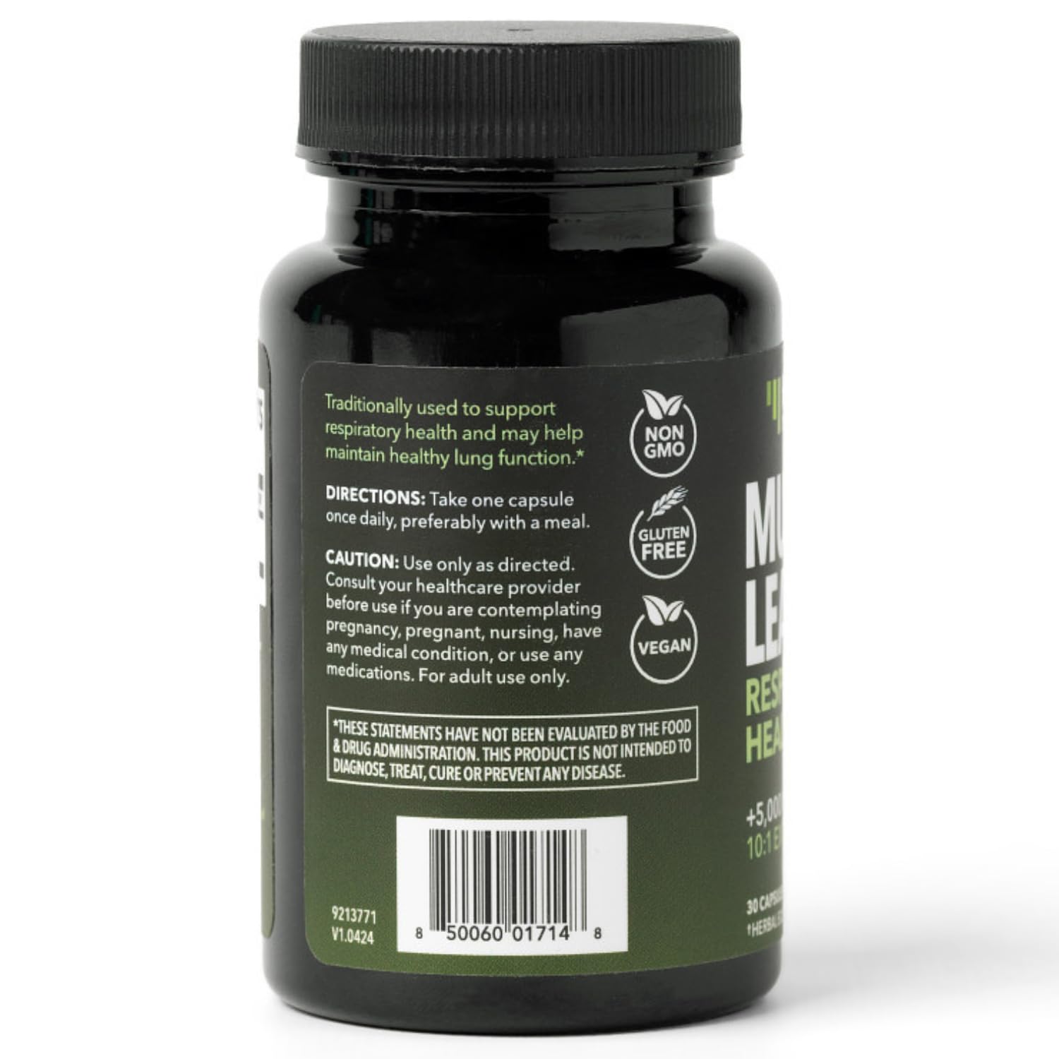 Side view of Havasu Nutrition Mullein Leaf herbal supplement bottle