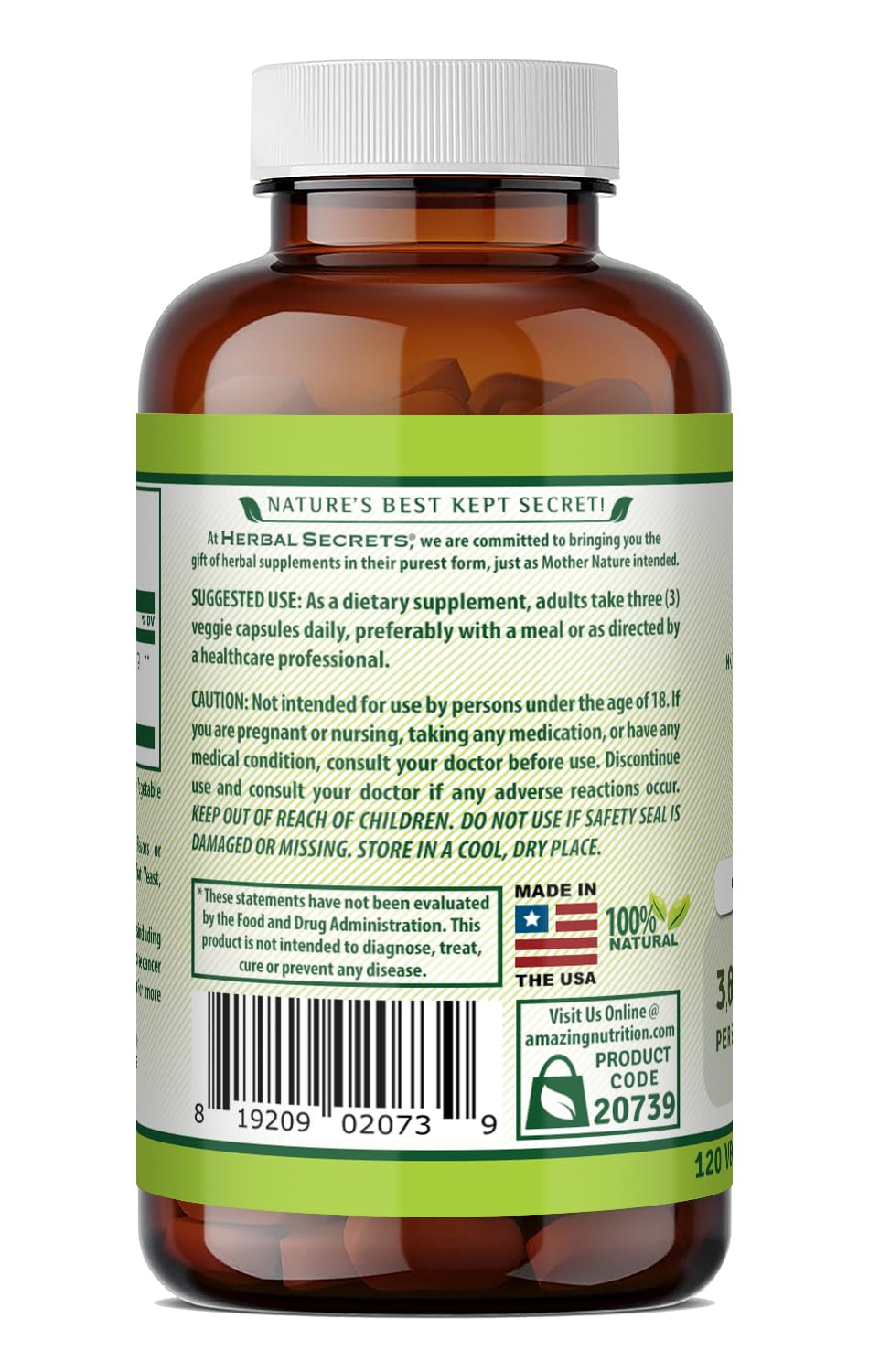 Herbal Secrets standardized 4 to 1 bilberry extract veggie capsules for vision care