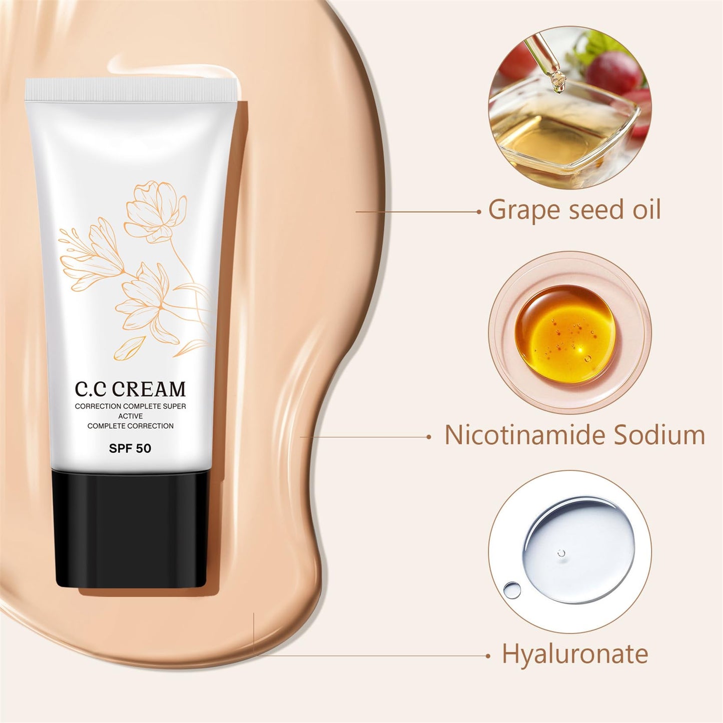 Cappuvini CC cream swatch showing color transition