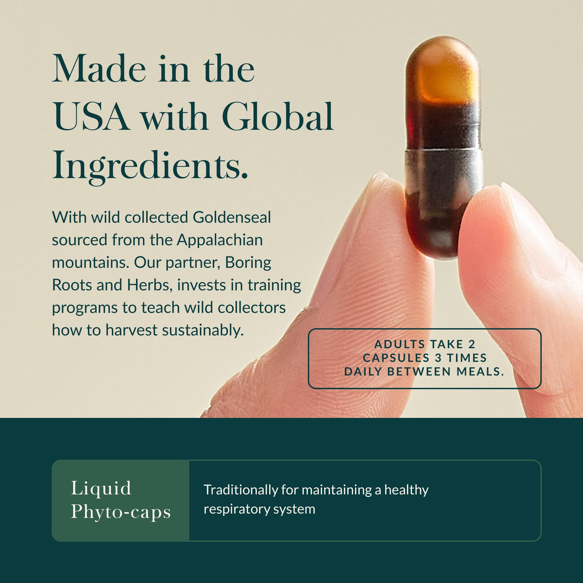 Supplement facts label on Gaia Herbs Echinacea Goldenseal bottle