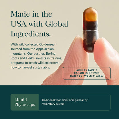 Supplement facts label on Gaia Herbs Echinacea Goldenseal bottle