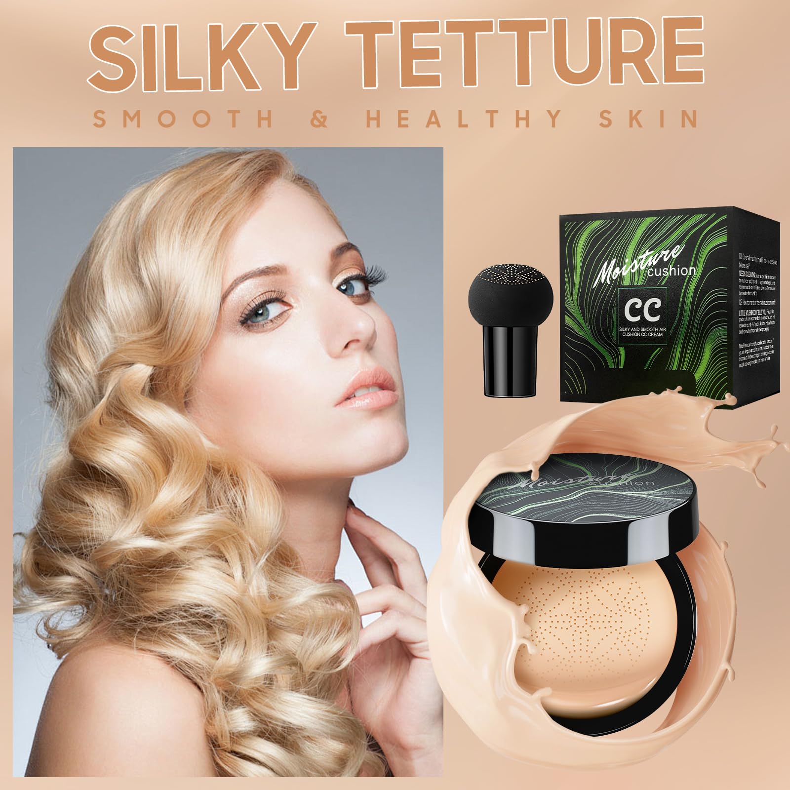 Natural shade Yasovigi air cushion makeup swatched on skin for coverage testing
