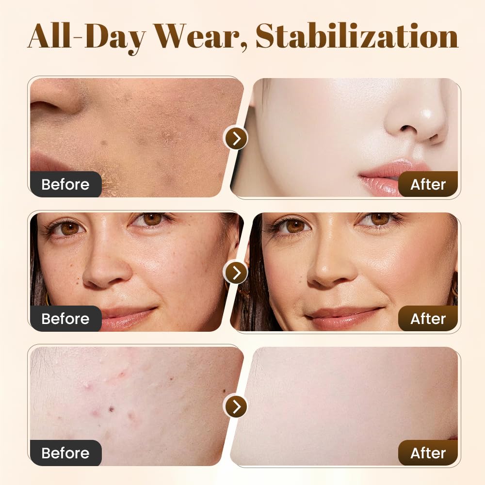 Natural shade BB cream liquid texture being applied onto the face with the special sponge.