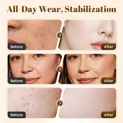 Natural shade BB cream liquid texture being applied onto the face with the special sponge.