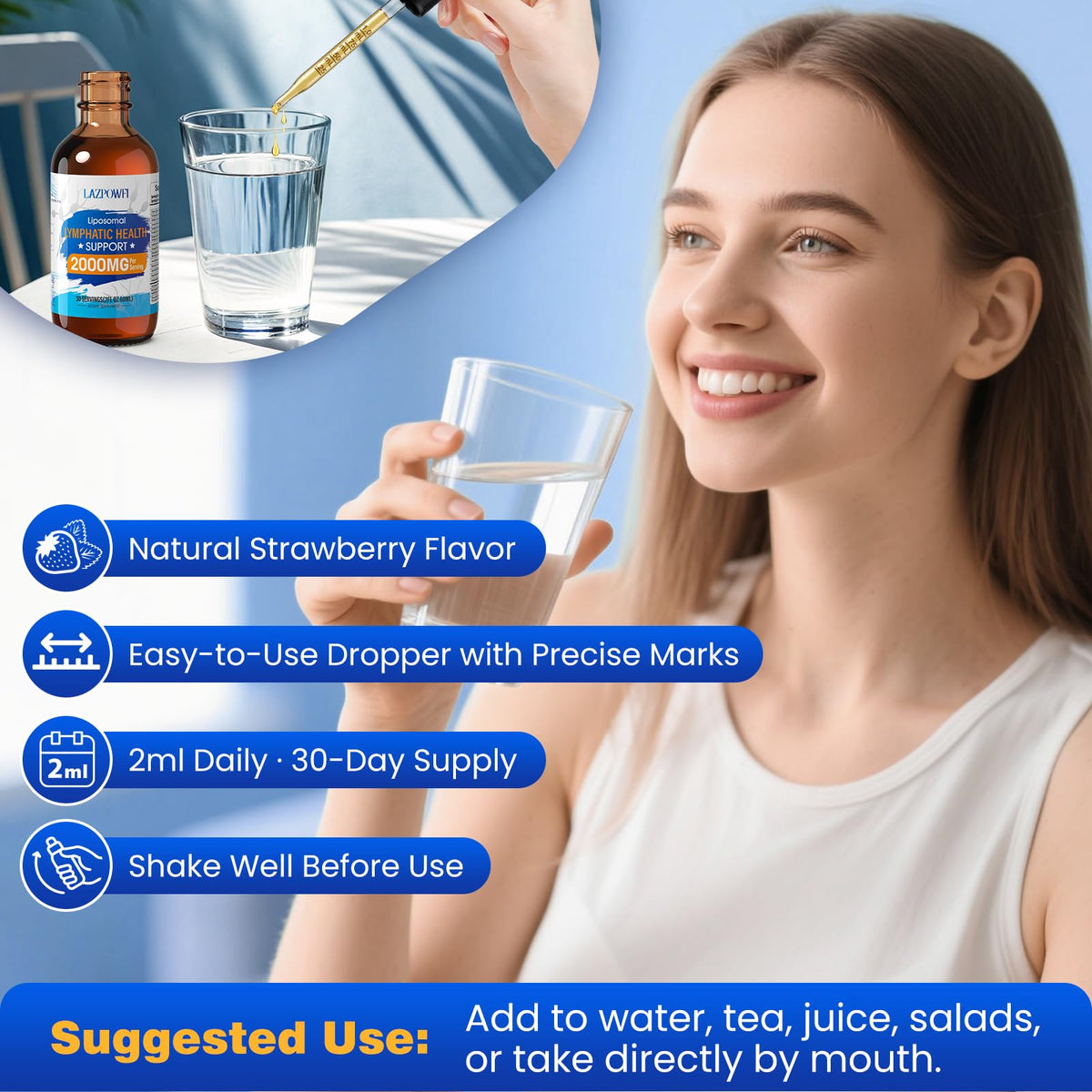 Side view of Lazpowfi supplement bottle with herbal details