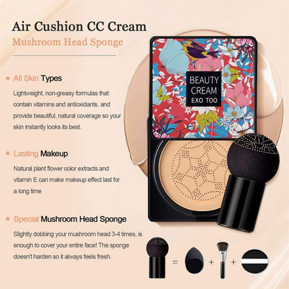 Two pack Nuibo CC cream and mushroom sponge applicators