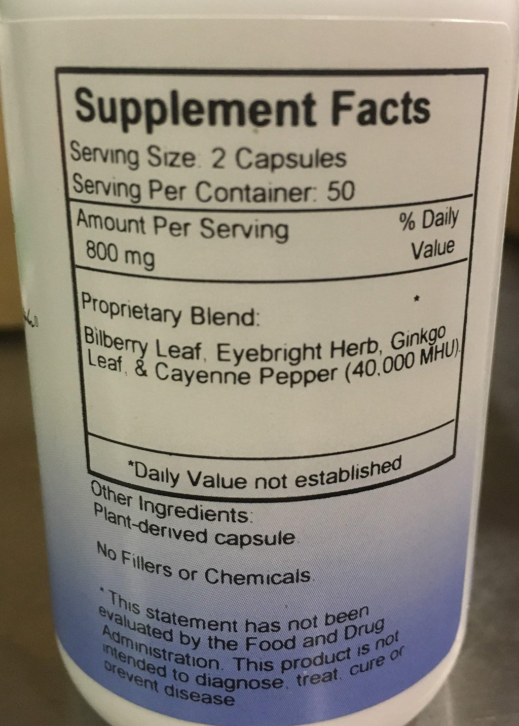 Side angle view of Christopher's Original Formulas Bilberry Eye herbal dietary supplement for eye health.