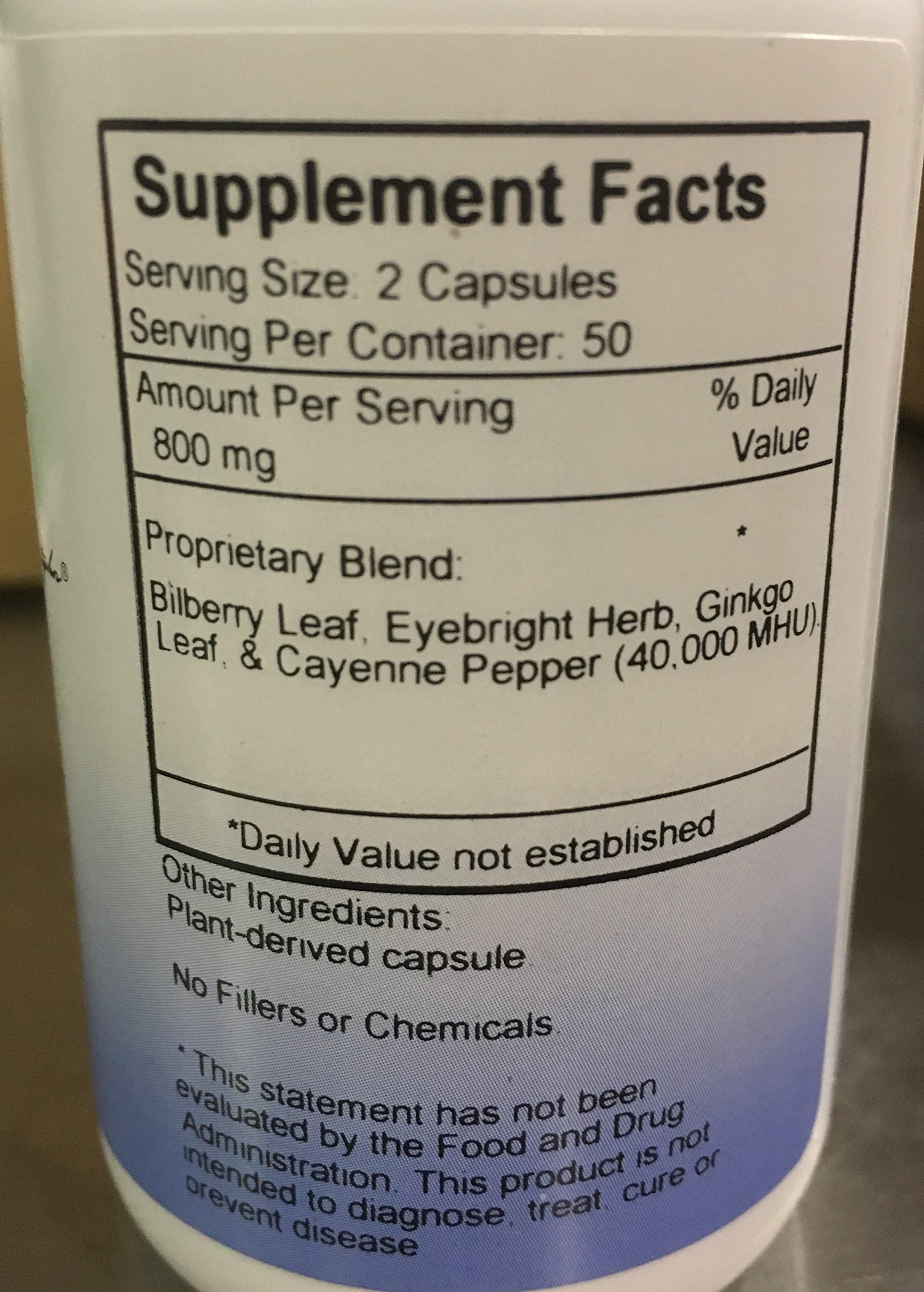 Side angle view of Christopher's Original Formulas Bilberry Eye herbal dietary supplement for eye health.