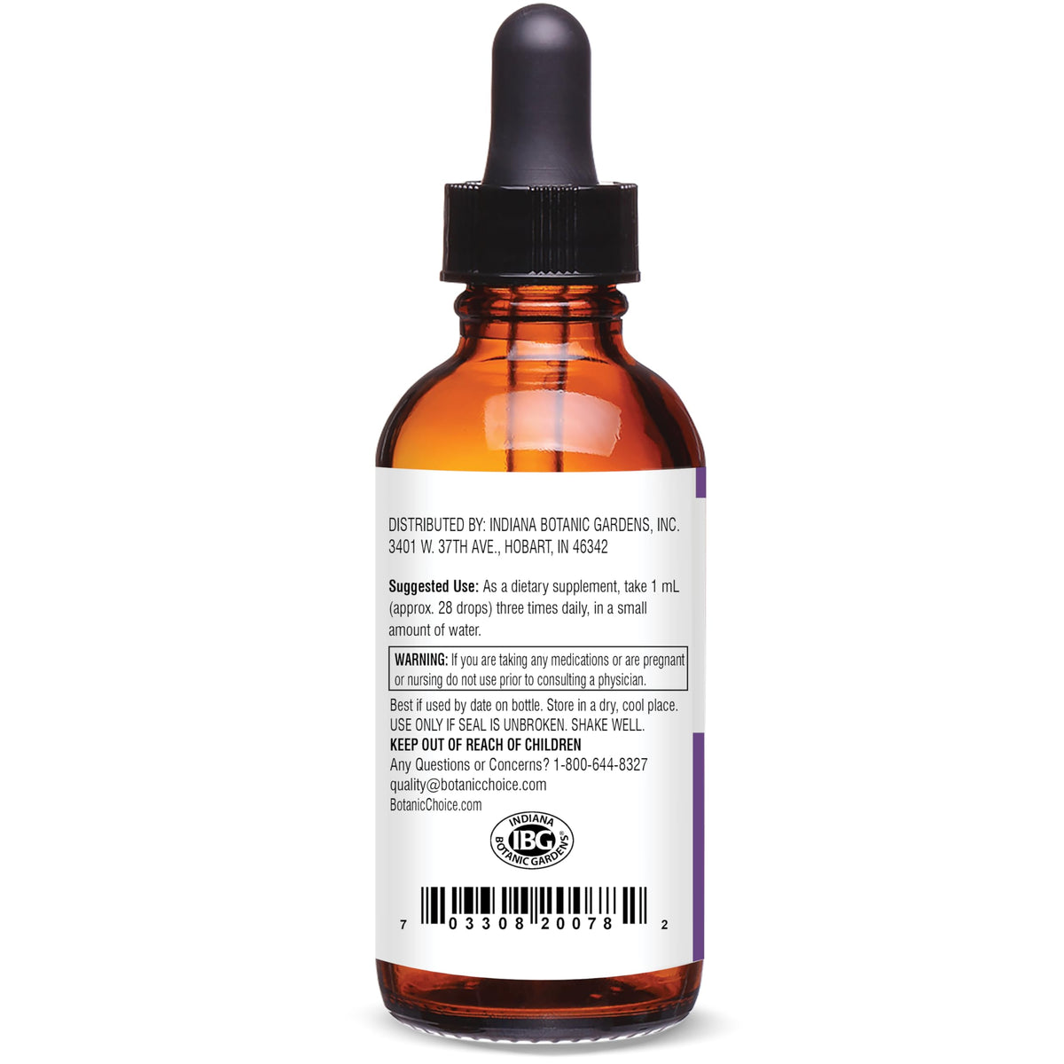 Label detail of Botanic Choice alcohol-free passion flower extract