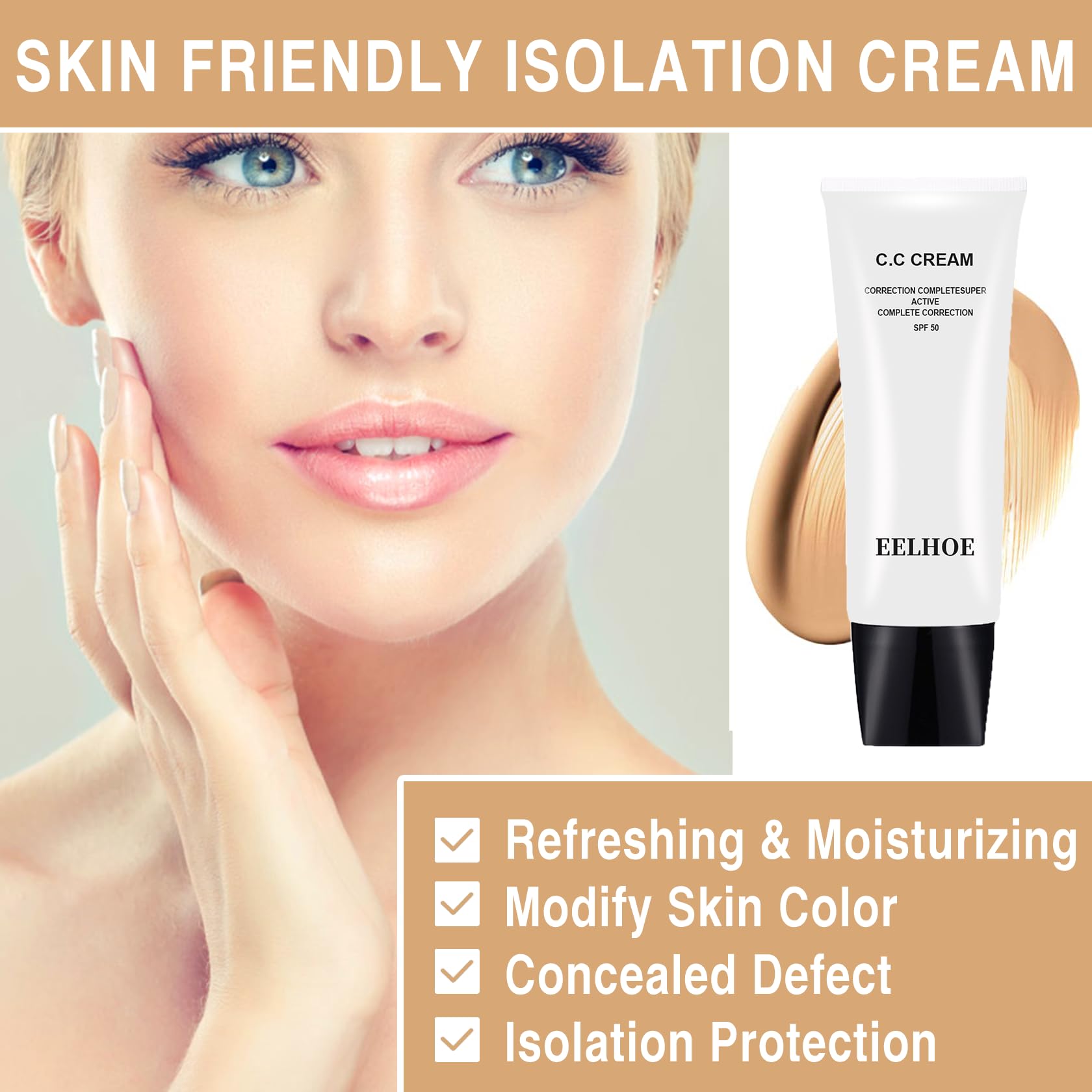 Hairline CC cream texture application on hand