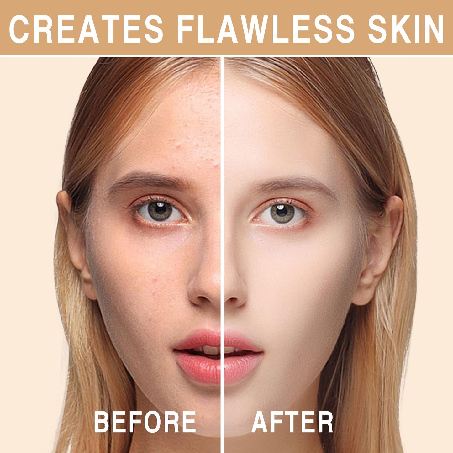 Showing color correction effect of Hairline CC cream on skin