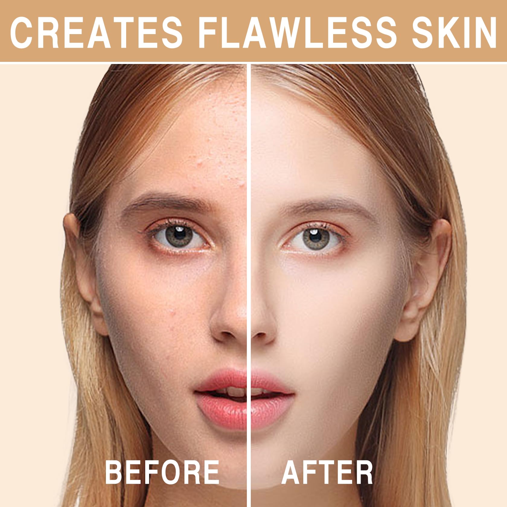 Showing color correction effect of Hairline CC cream on skin