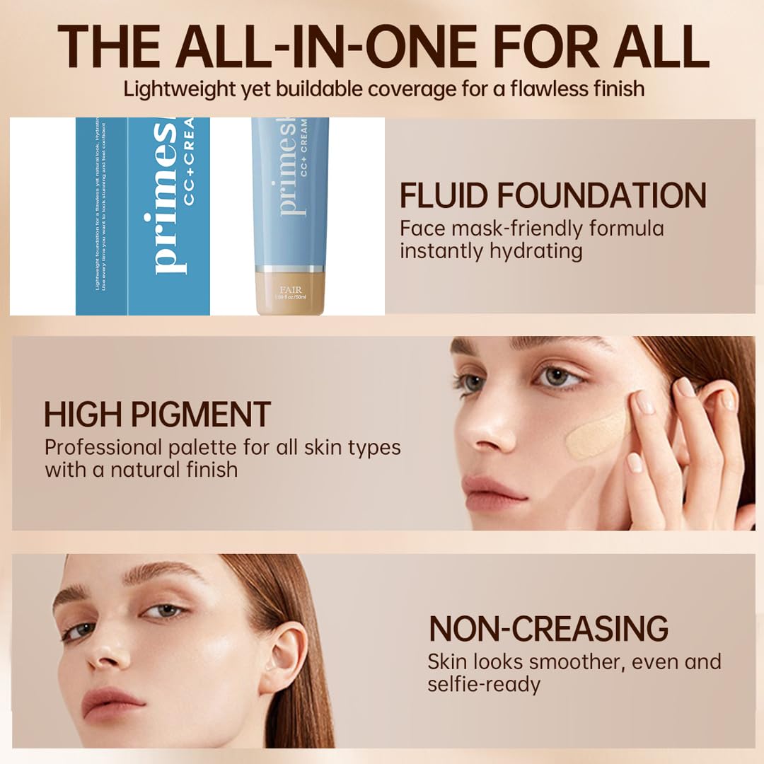 PrimeSkin CC+ Cream light shade swatch on mature skin