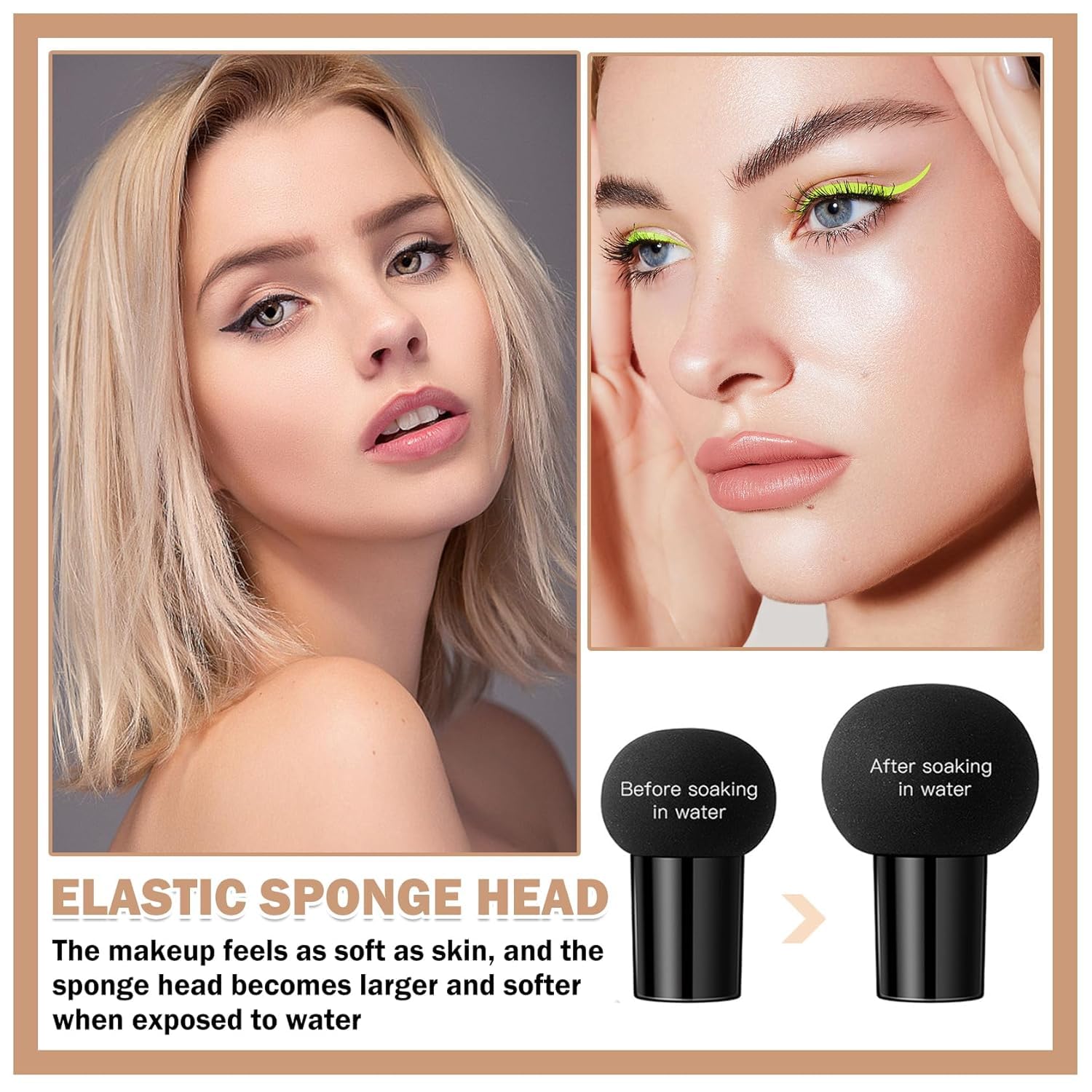 Application of mushroom head foundation on skin