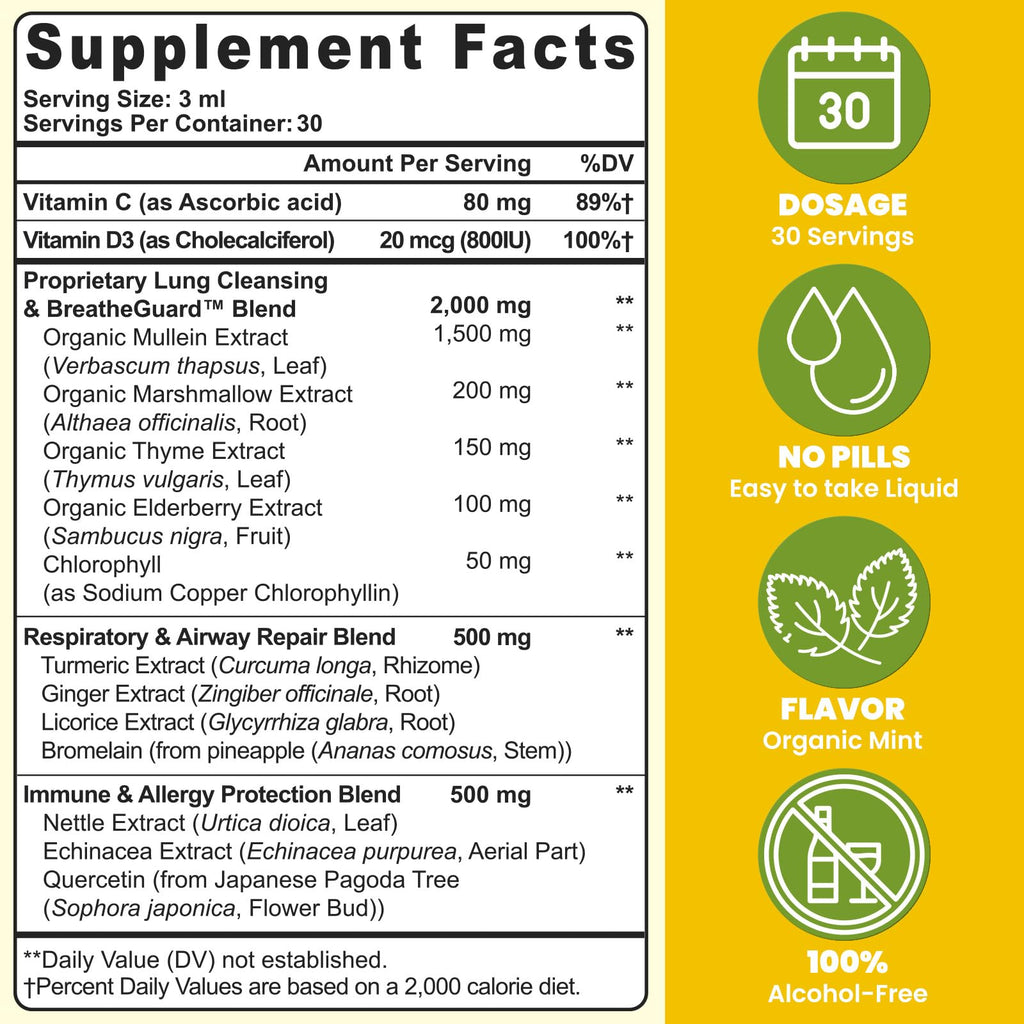 Muechaya Mullein lung cleanse supplement label details