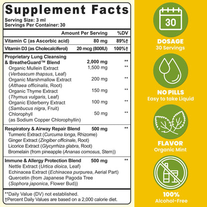 Muechaya Mullein lung cleanse supplement label details