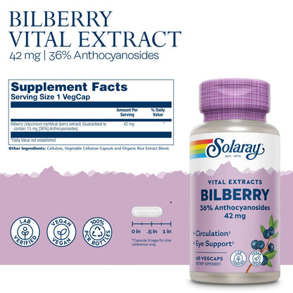 Authentic Solaray imported vision supplement vegan capsules in eco friendly packaging.
