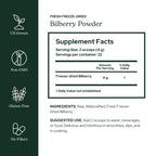 Eclectic Herb freeze dried bilberry powder nutritional label and facts
