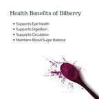 Vegan non GMO gluten free bilberry superfood powder packaging details