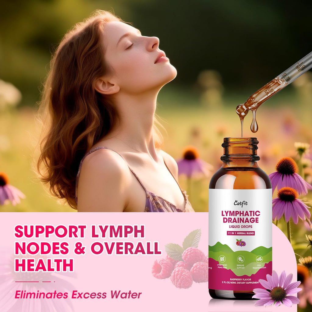 Side view of Catfit herbal detox drops with ingredient list