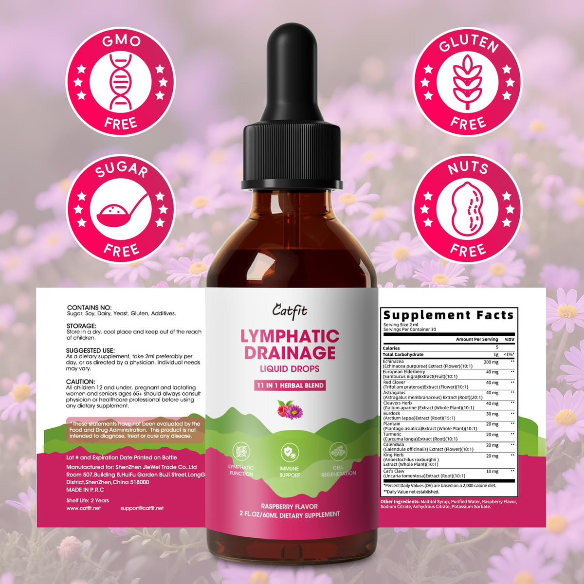 Healthy lifestyle concept with Catfit lymphatic drainage drops