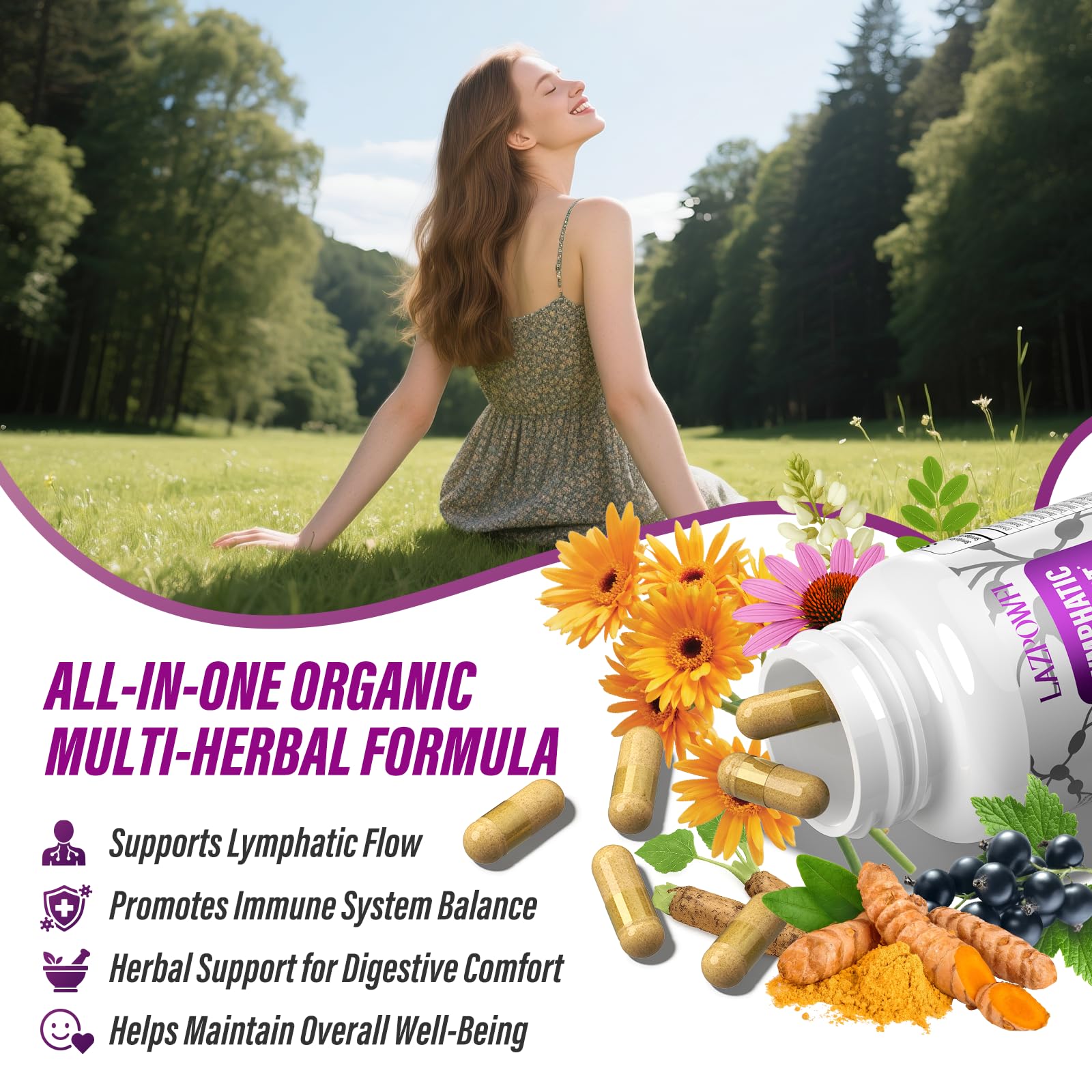 Side view of Lazpowfi dietary supplement packaging