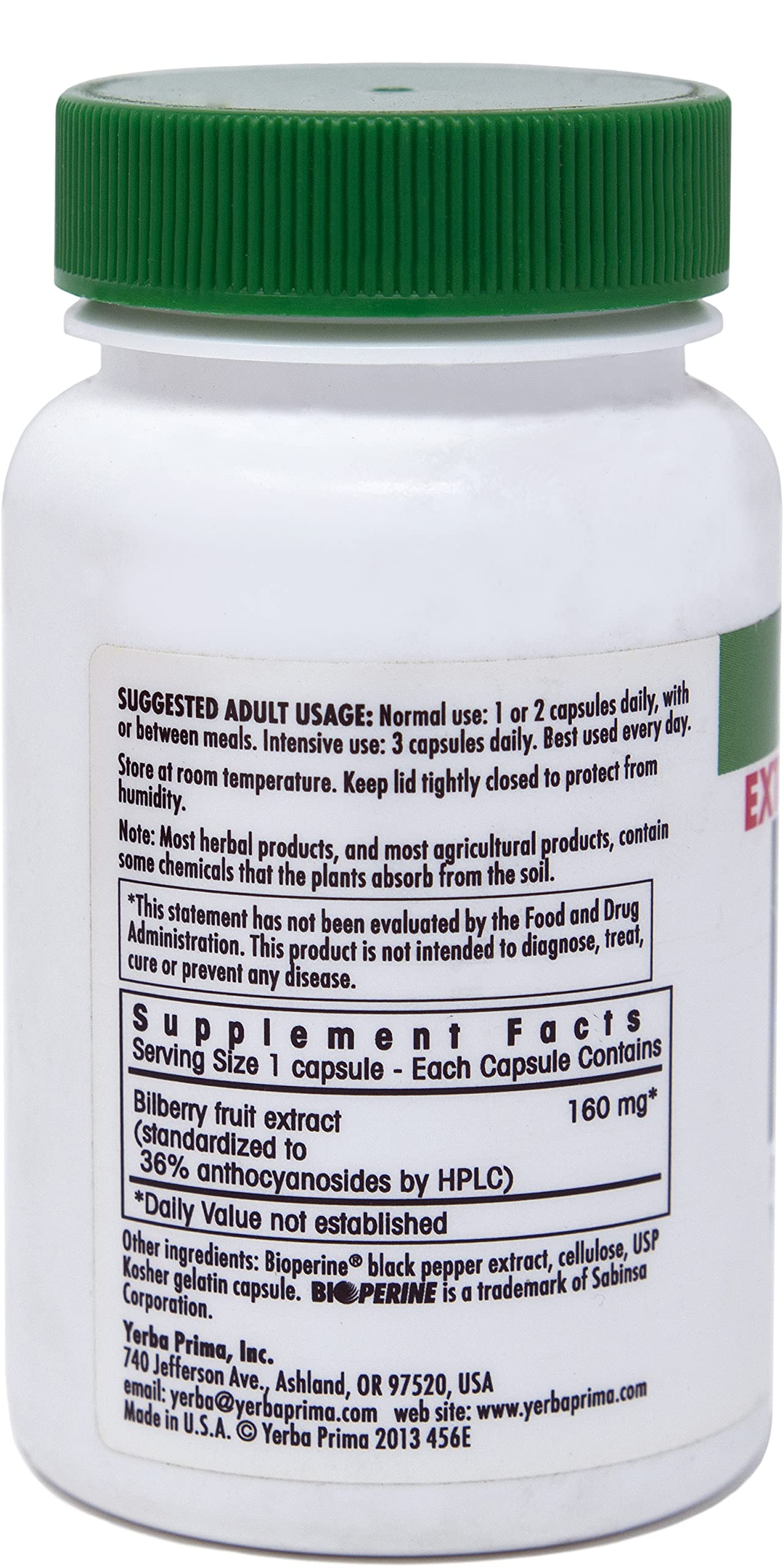 USA imported Yerba Prima eye care capsules containing 160 mg anthocyanin rich extract.