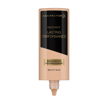 Max Factor 105 Soft Beige liquid foundation bottle close up