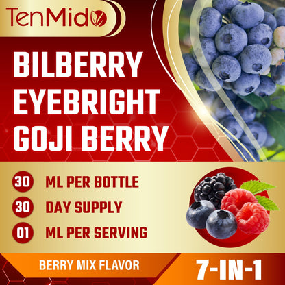 Tenmido eye support herbal supplement bottle showing the dropper applicator.