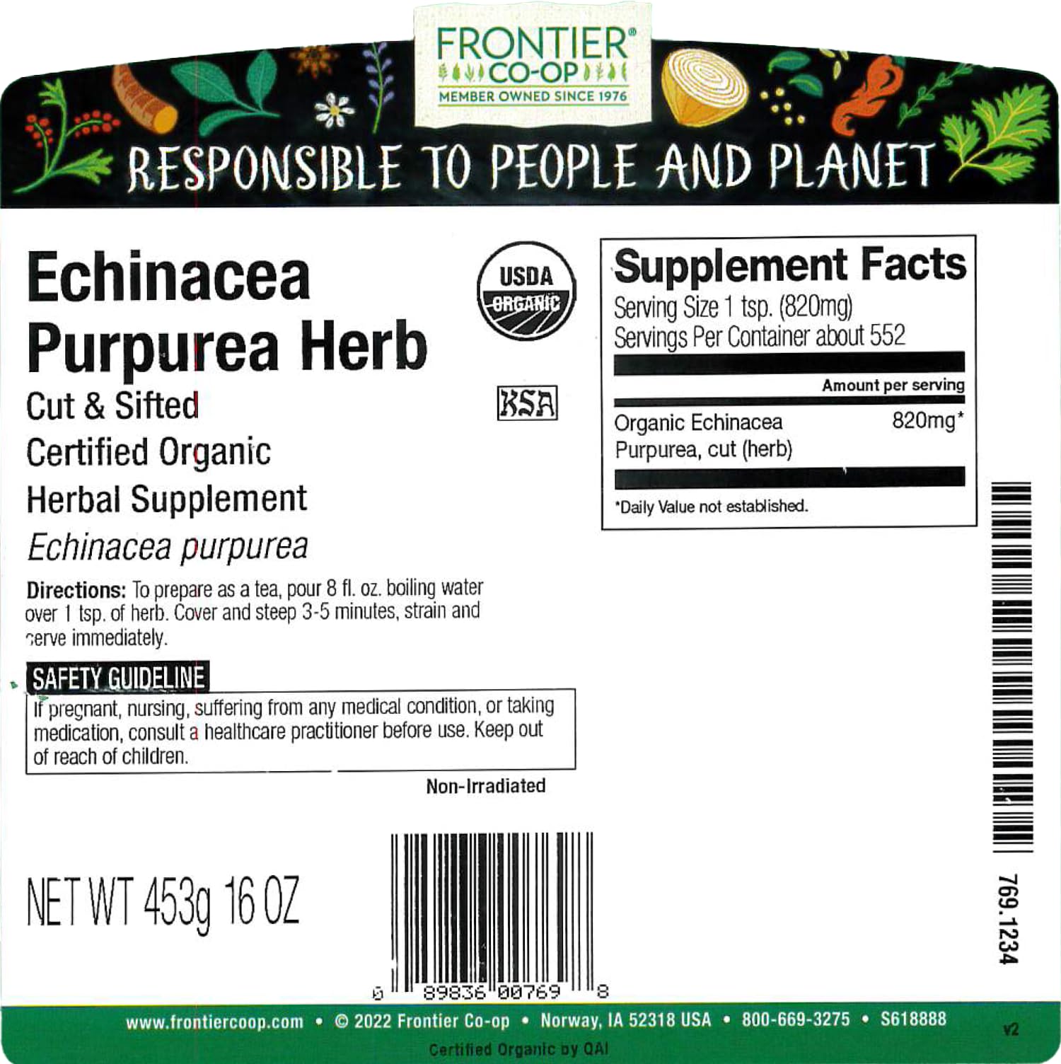Close up of cut and sifted organic Echinacea Purpurea herbal tea