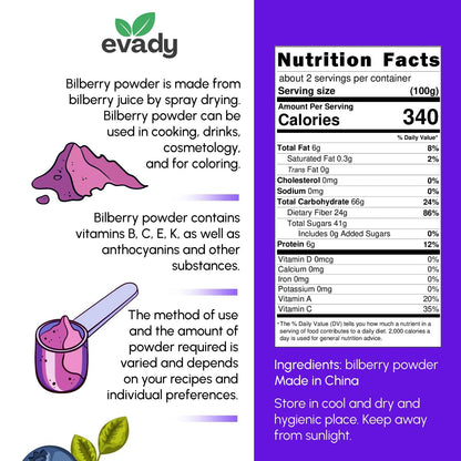 Rich purple natural berry supplement powder for vision health