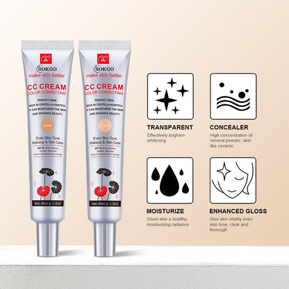 Loske CC cream applied on skin showing natural finish