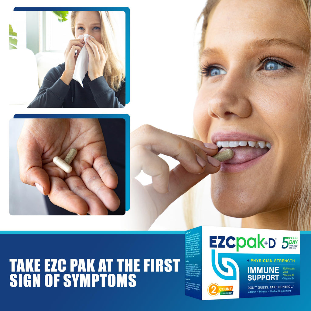 EZC Pak immune support supplement box branding details