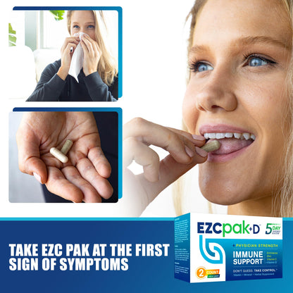 EZC Pak immune support supplement box branding details