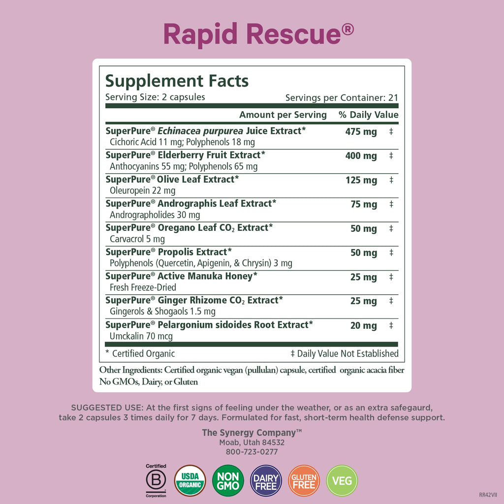 Pure Synergy Rapid Rescue herbal capsules for immune health