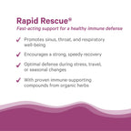 Pure Synergy Rapid Rescue 42 count bottle showing key herbal ingredients