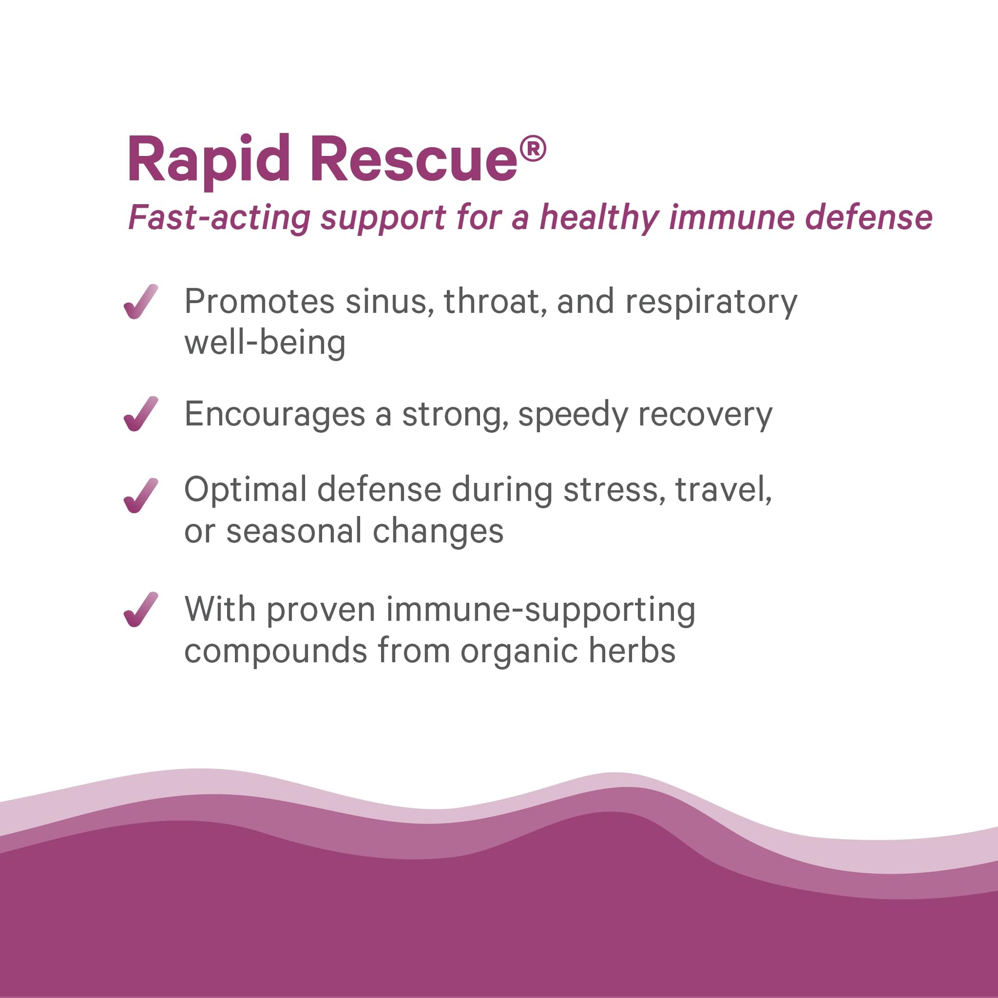 Pure Synergy Rapid Rescue 42 count bottle showing key herbal ingredients