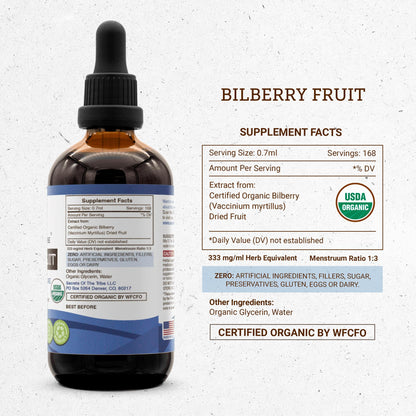 Secrets of the Tribe organic bilberry liquid extract highlighting the premium dropper mechanism