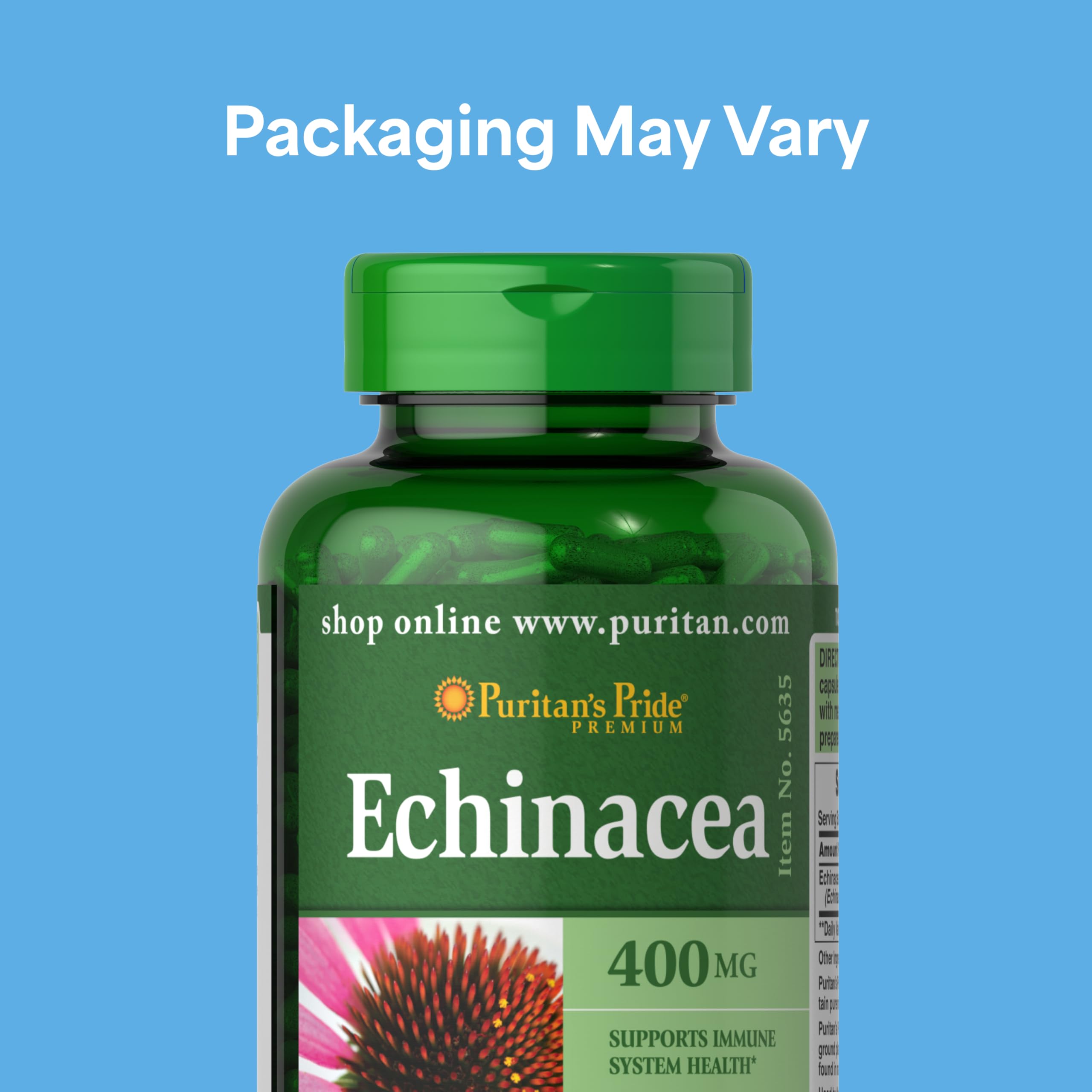 Puritans Pride Echinacea 200 capsules supplement label details