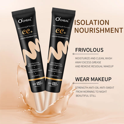 Applying O'Cheal CC Cream with makeup brush