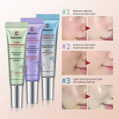 Before and after application of Pdtwq CC Cream on red skin