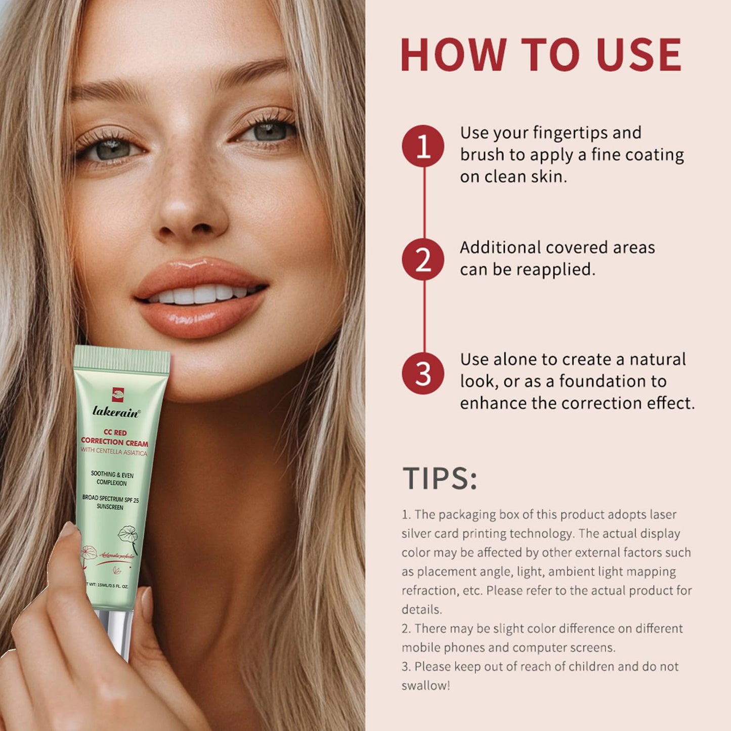 Applying Pdtwq CC Cream to face for redness coverage