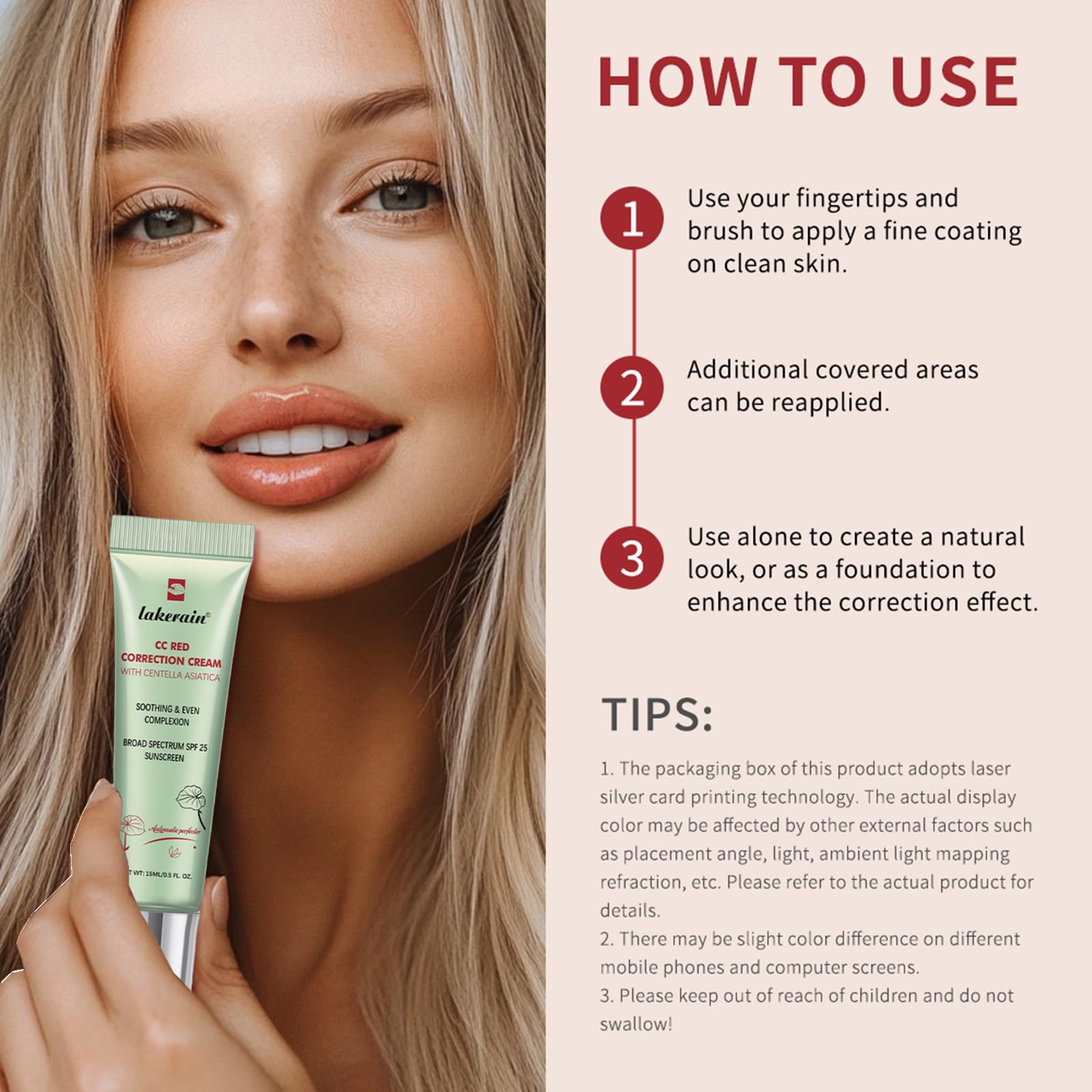 Applying Pdtwq CC Cream to face for redness coverage