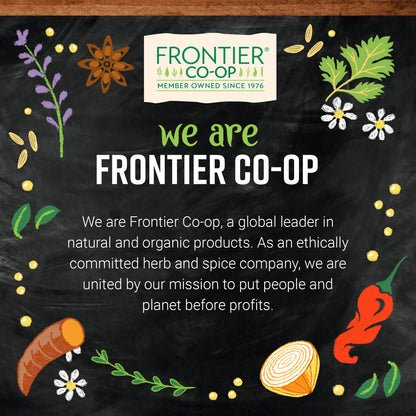 Side profile of the non irradiated bulk packaging for Frontier Co-op whole dried bilberries