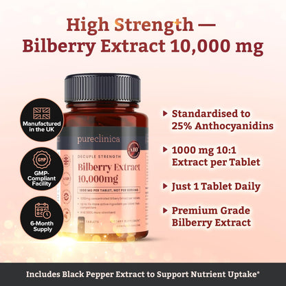 Pureclinica high strength bilberry supplement with black pepper extract